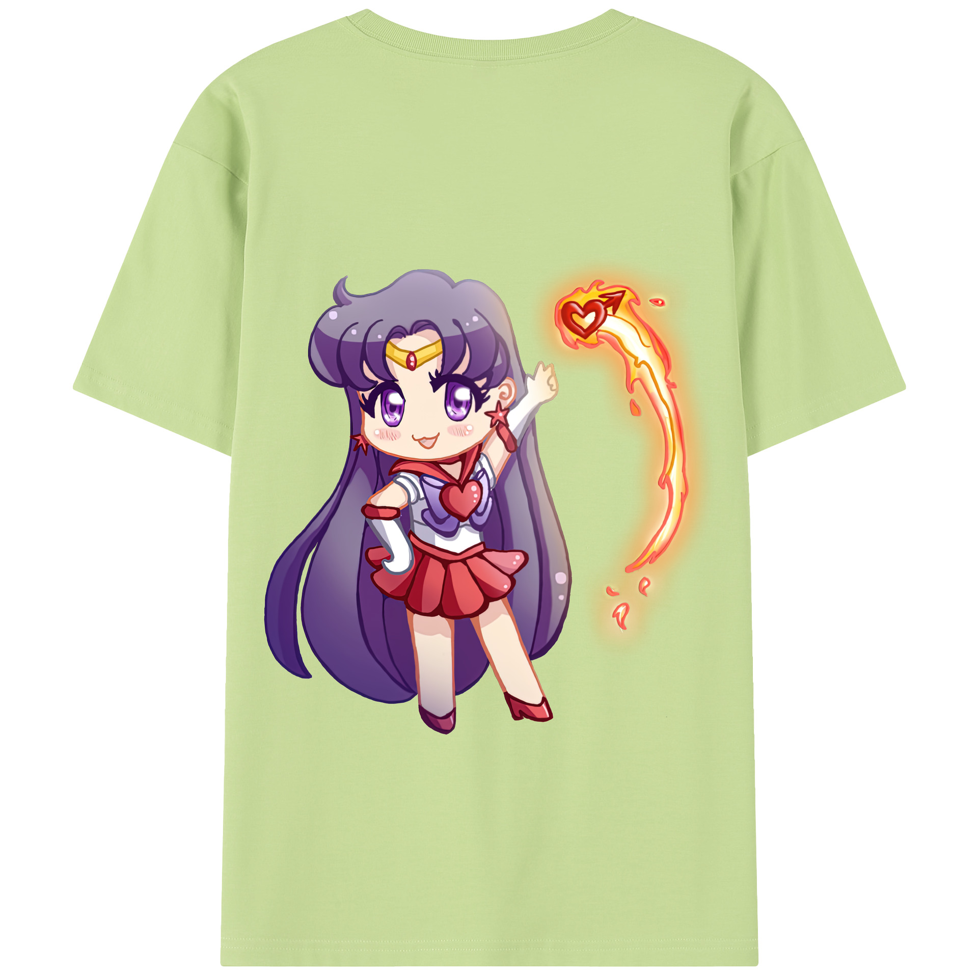 （画像用） 美少女戦士セーラームーン 火野レイ ひの レイ Sailor Moon Hino Rei （セーラーマーズ,Sailor Mars） 綿100％半袖Tシャツ（背面プリント）